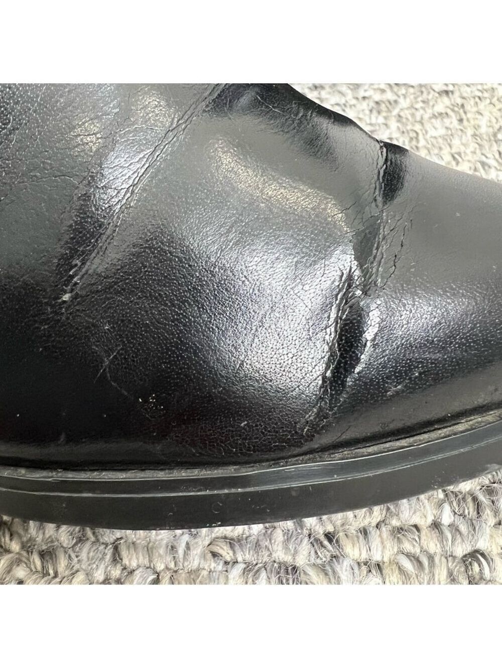 Vintage minimalist tall black vegan leather fleece lined flat boots 10 - Picture 14 of 15